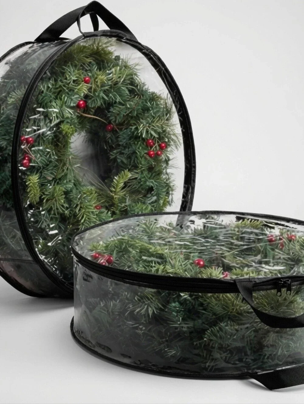 Zober PVC Clear Wreath Storage Bag Set of 2 Black 24